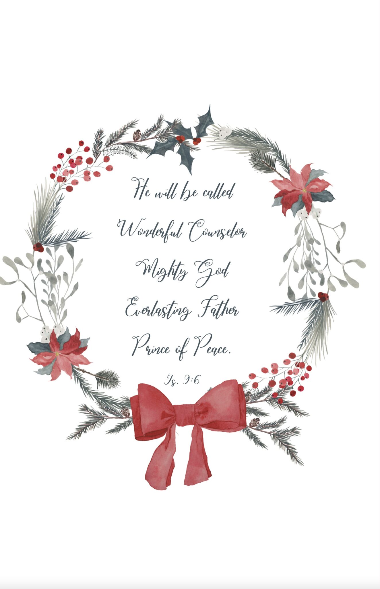 watercolor christmas card isaiah 9:6 | free iwork templates